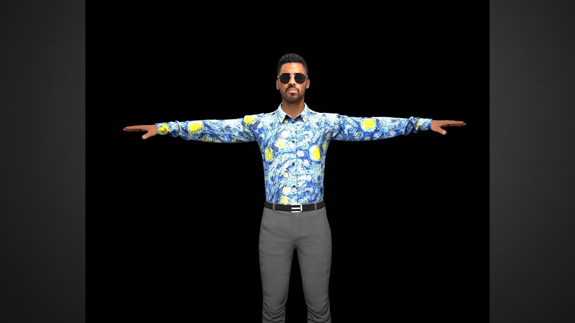 African Male Characters Pack Low-poly 3D model_9