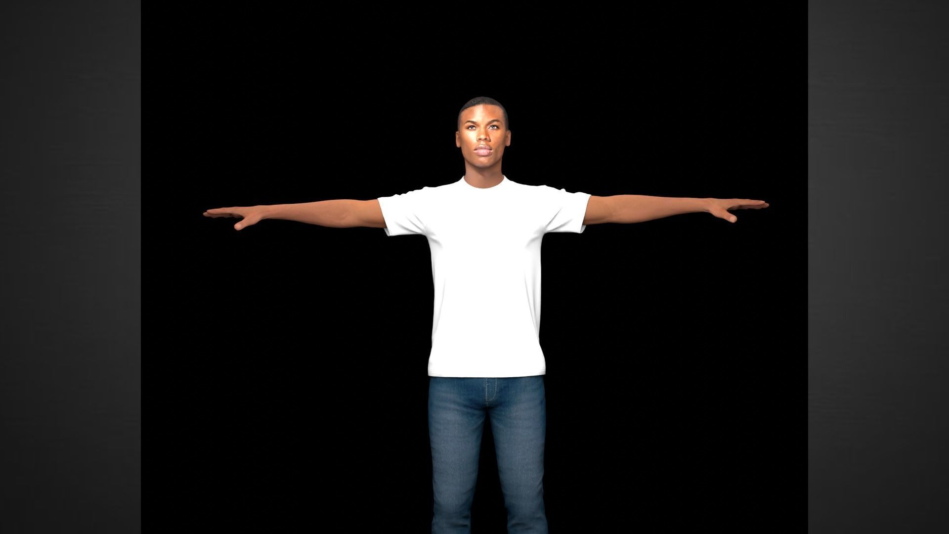 African Male Characters Pack Low-poly 3D model_13