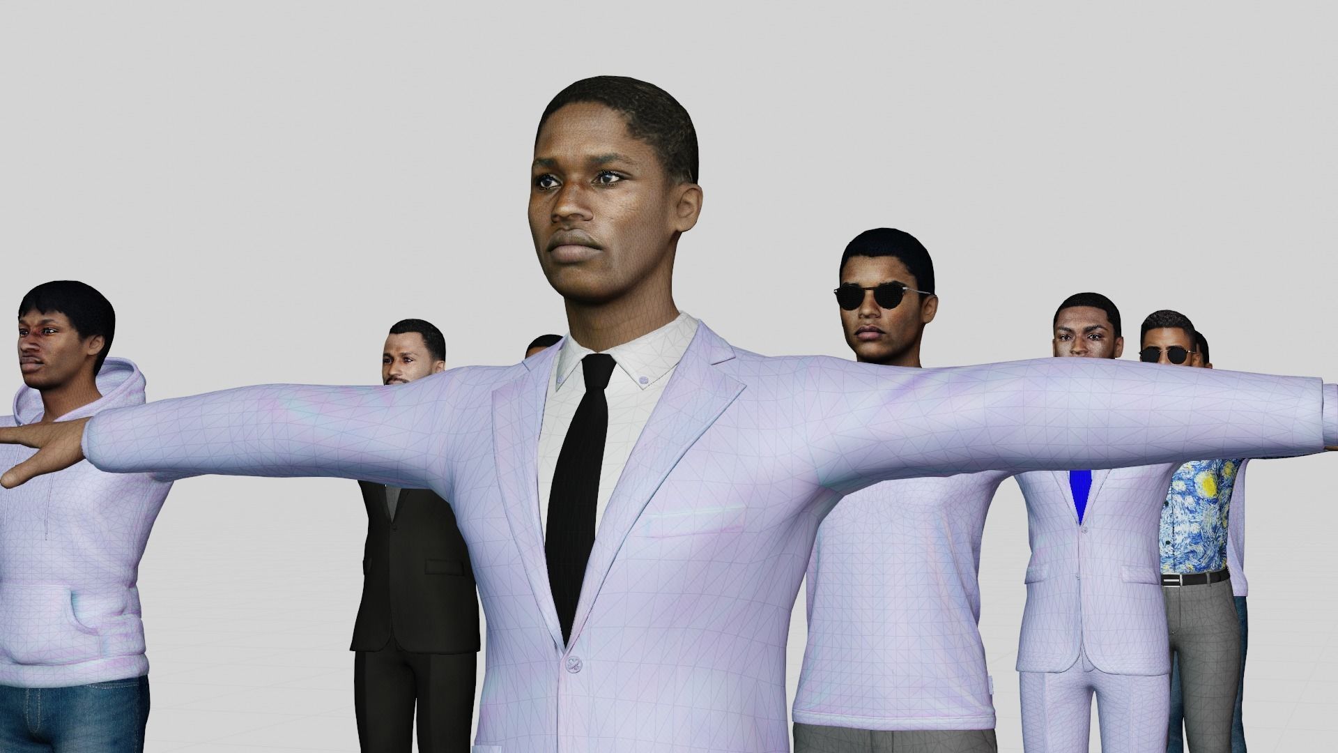 African Male Characters Pack Low-poly 3D model_32