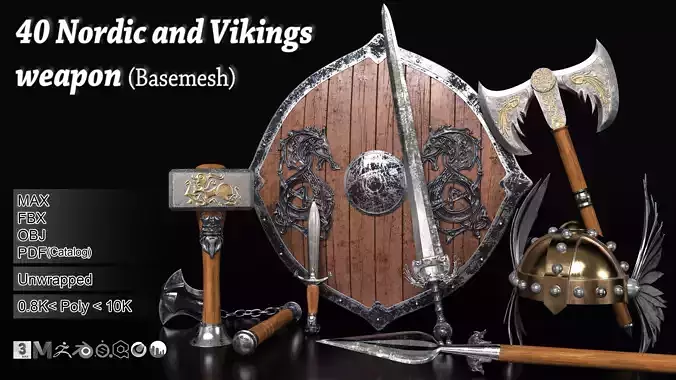 40 Nordic and vikings weapon Basemesh