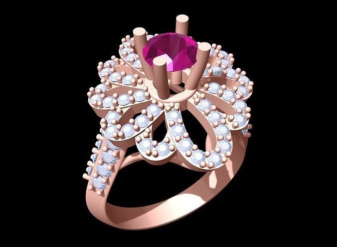 Diamond Ring - Womens Rings - N199 3D print model