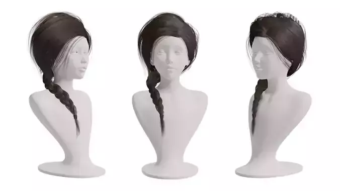 Realistic Woman braid ponytail Hair Style Low-poly 3D model