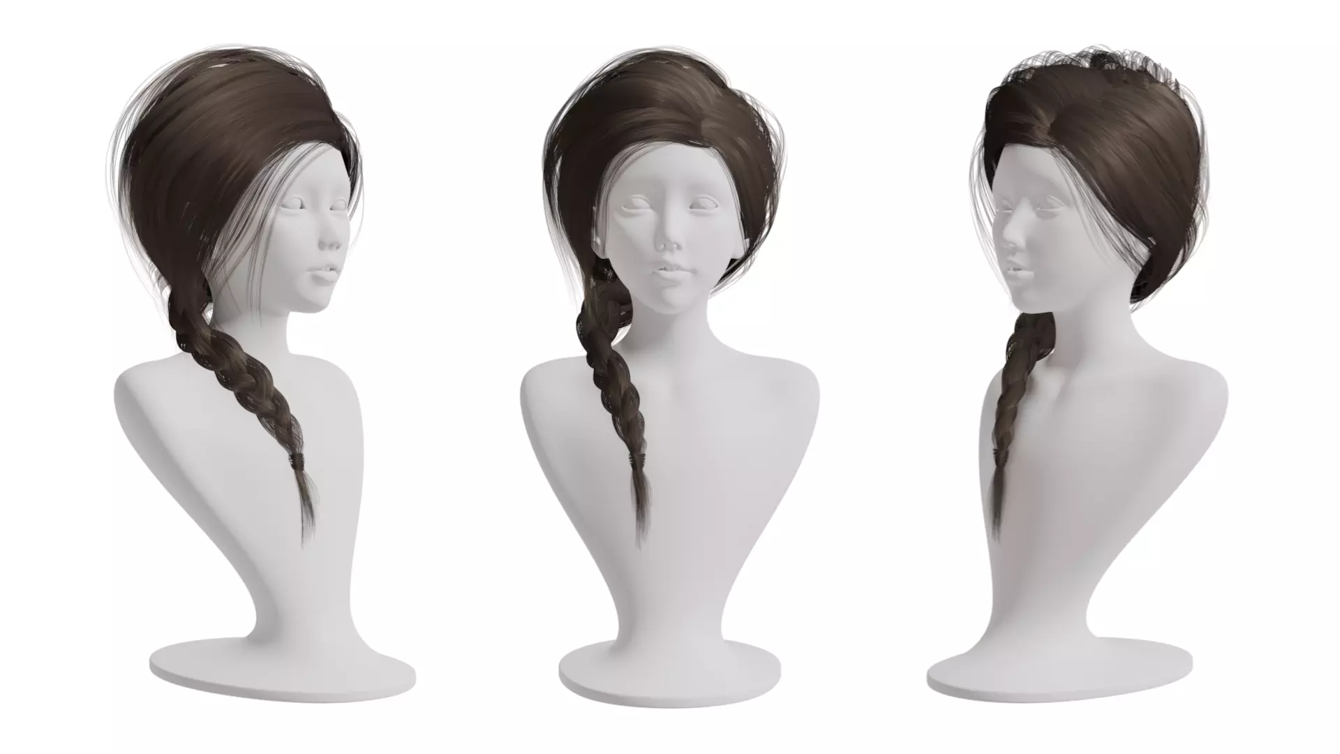 Realistic Woman braid ponytail Hair Style Low-poly 3D model