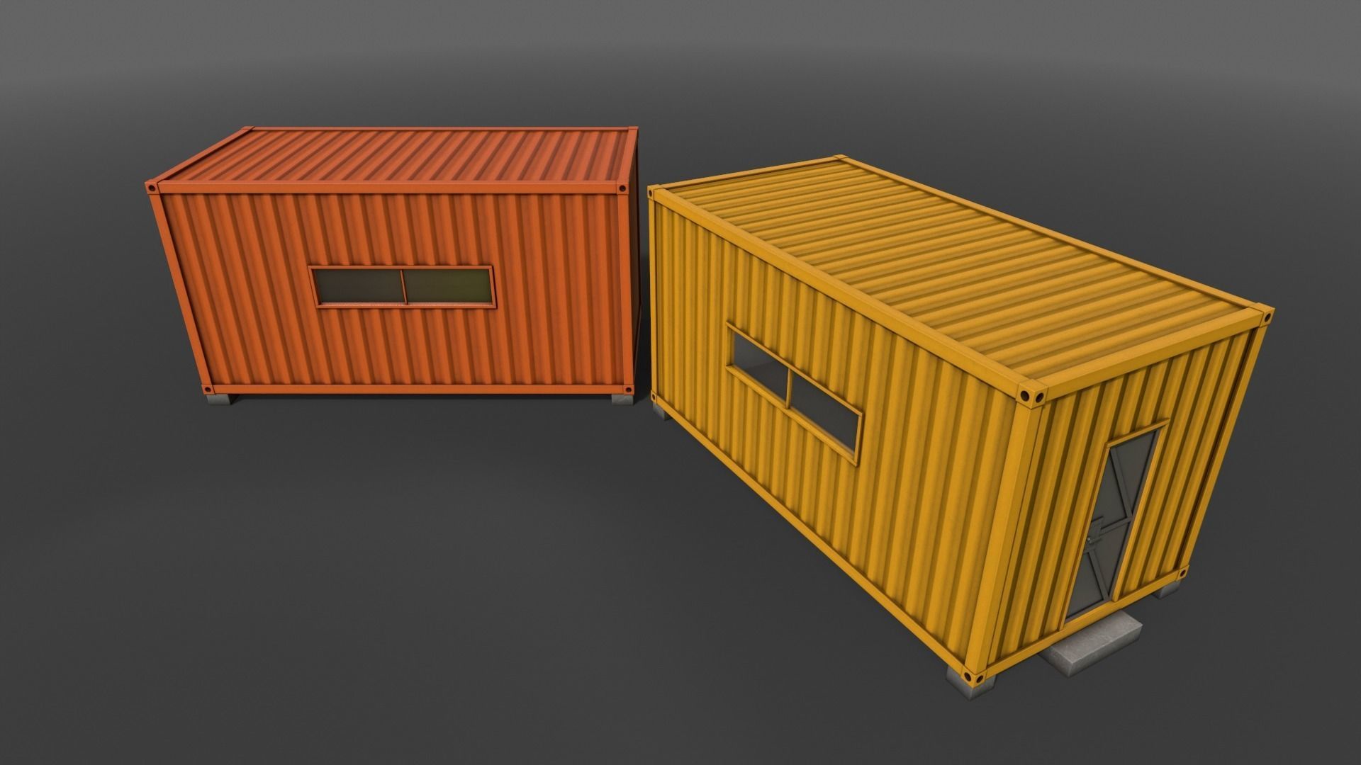 PBR Container House AA 20ft V2 Low-poly 3D model_10