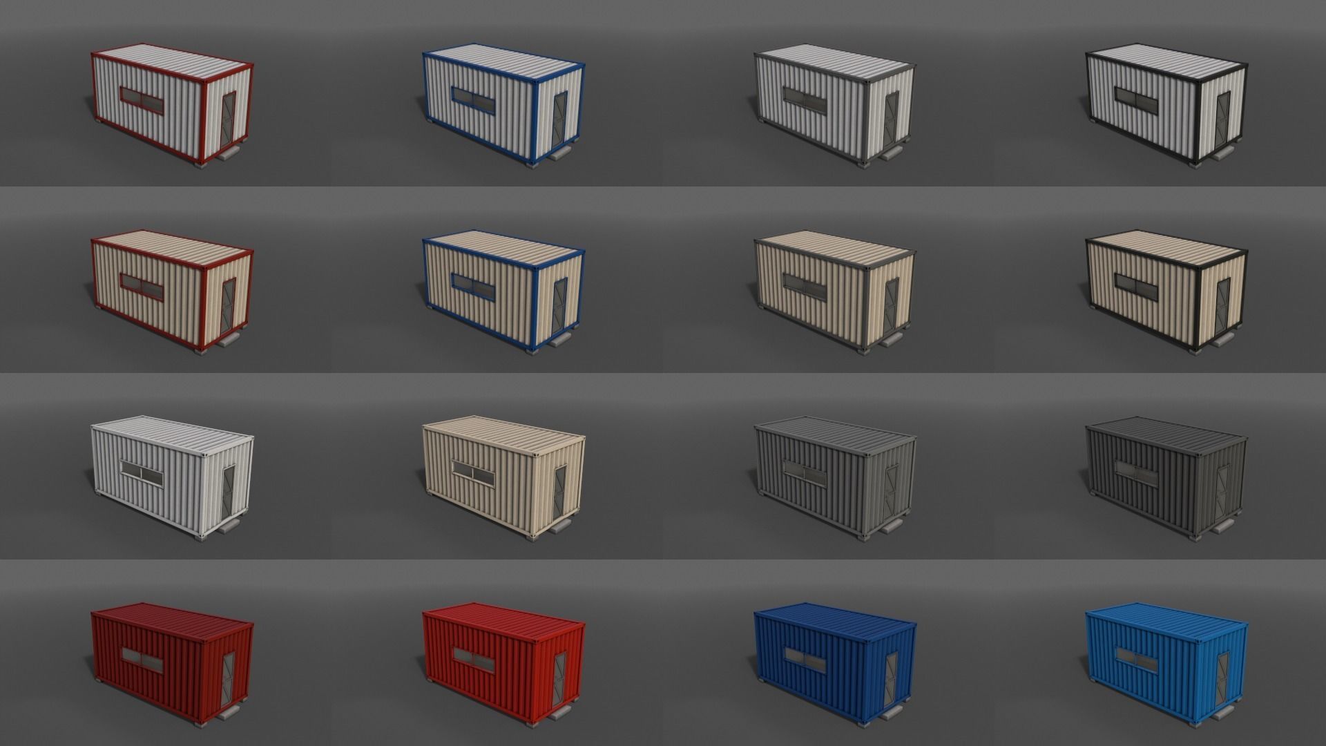 PBR Container House AA 20ft V2 Low-poly 3D model_2