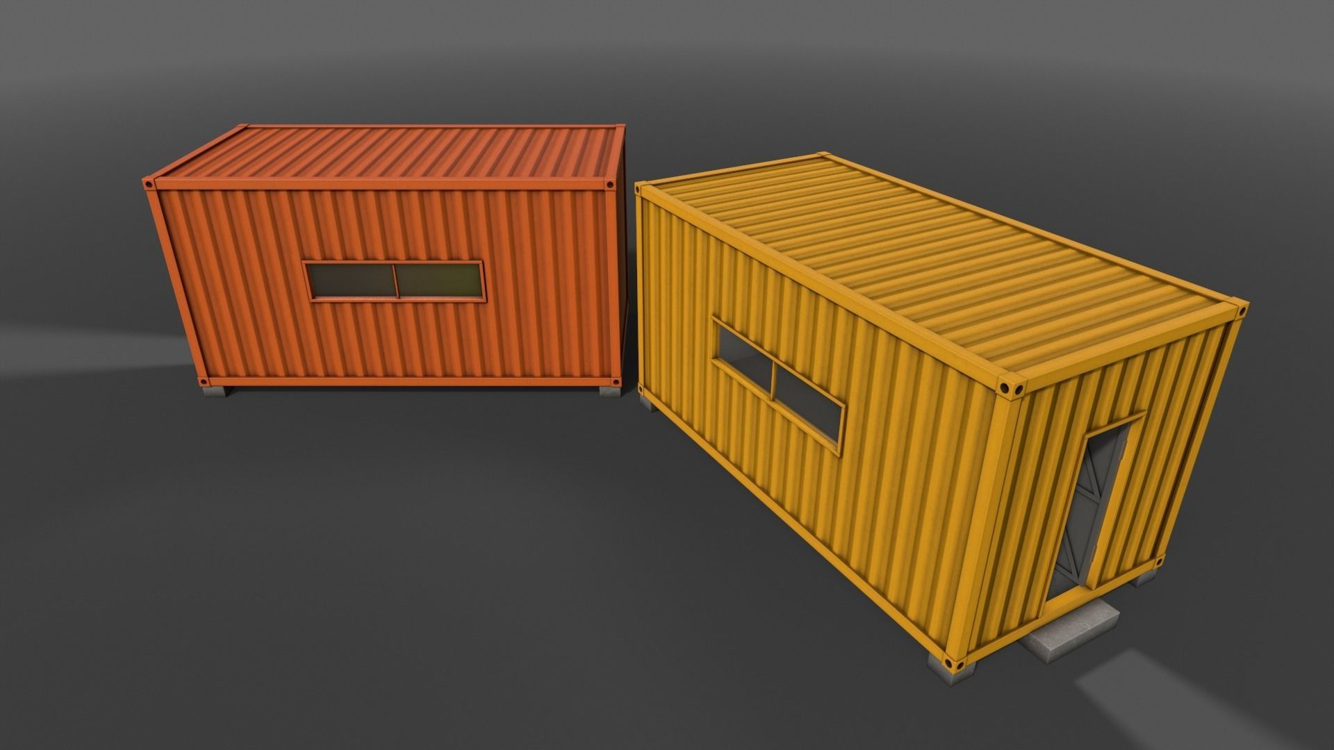 PBR Container House AA 20ft V2 Low-poly 3D model_11