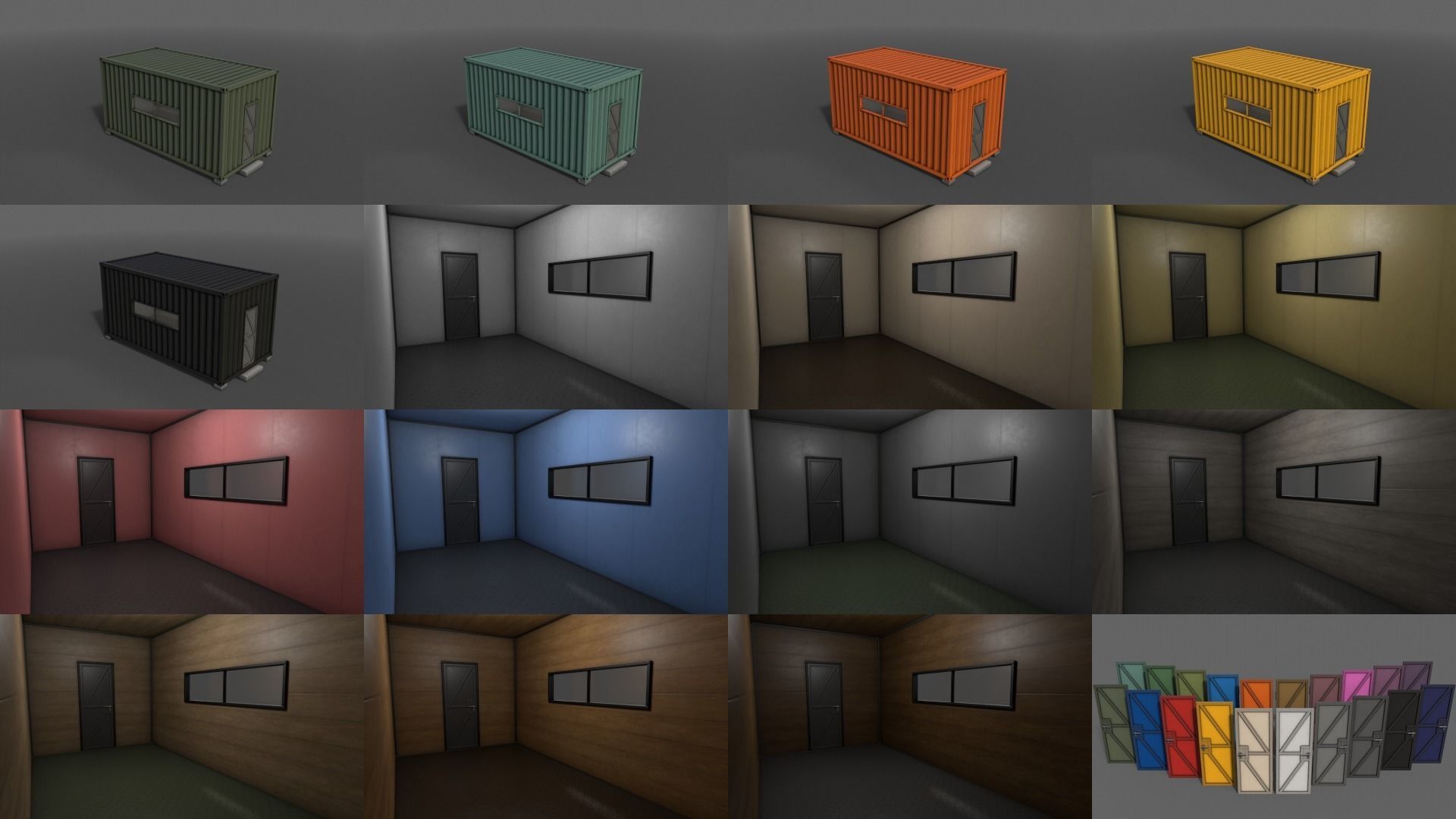 PBR Container House AA 20ft V2 Low-poly 3D model_3