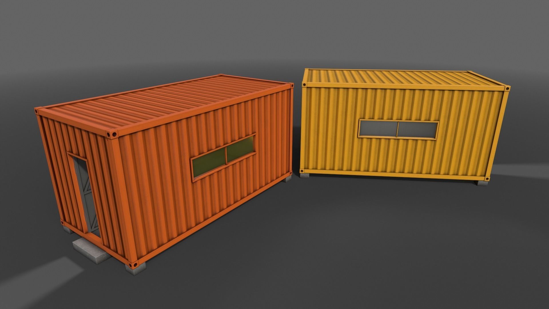 PBR Container House AA 20ft V2 Low-poly 3D model_8