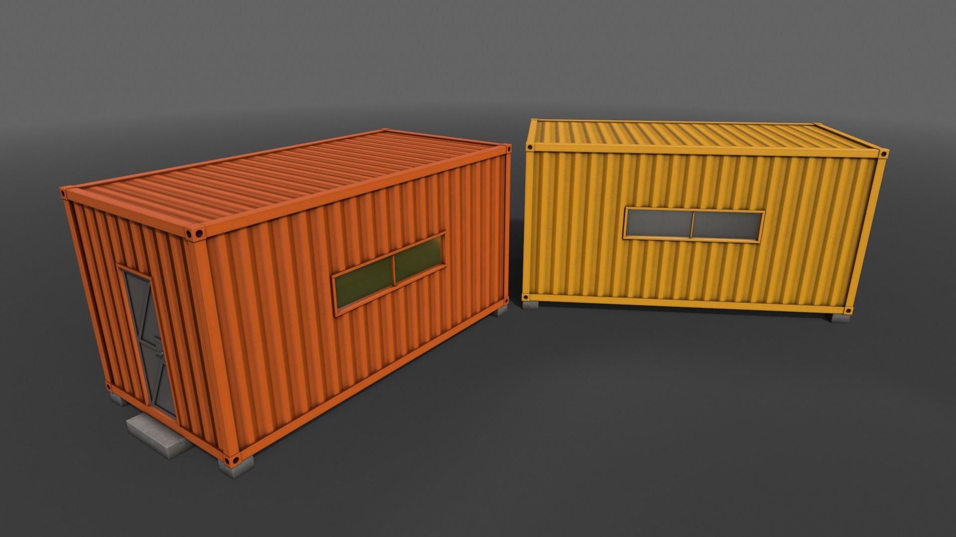 PBR Container House AA 20ft V2 Low-poly 3D model_7