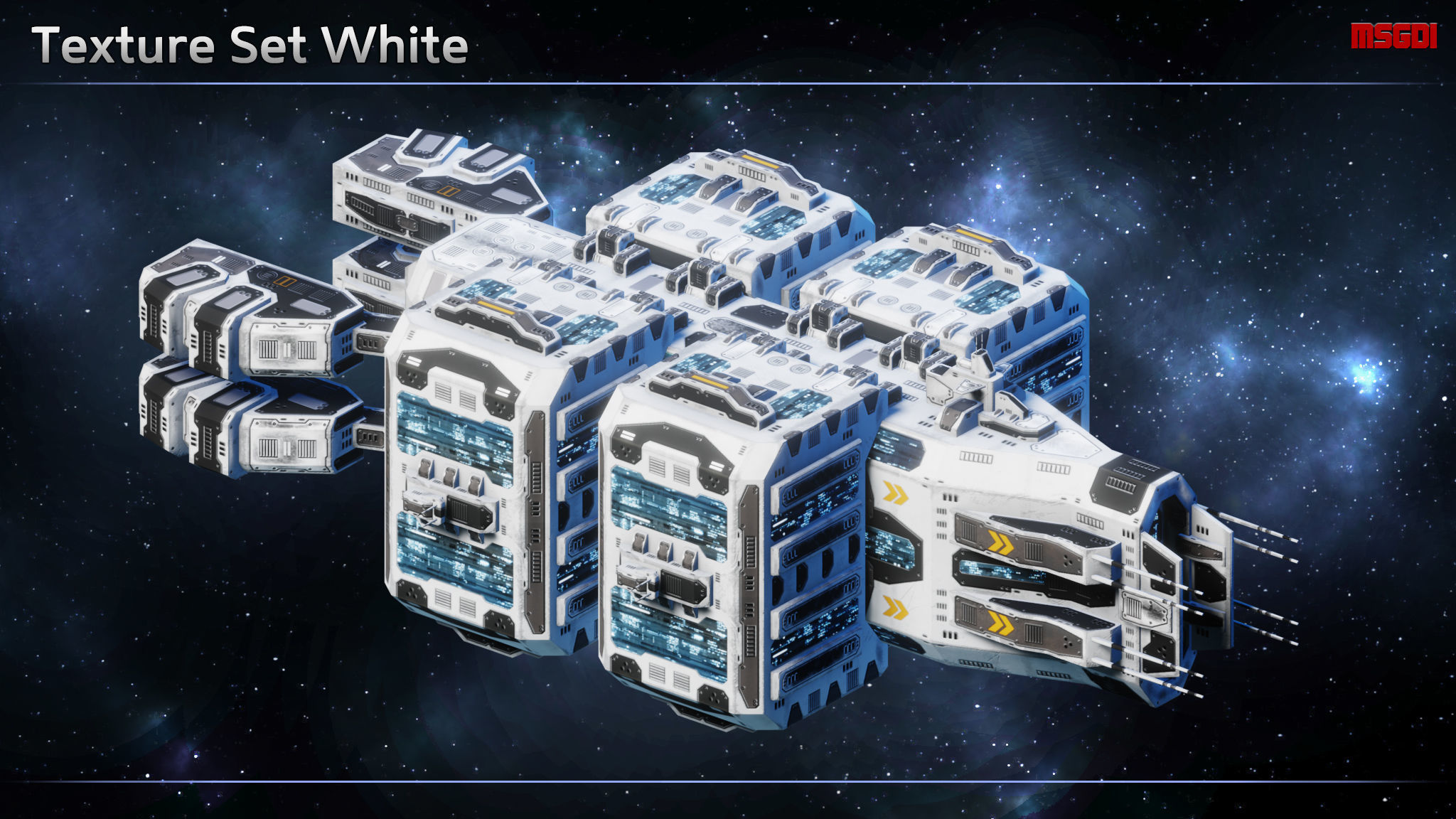 Spaceship Colonization Ship Low-poly 3D model_7