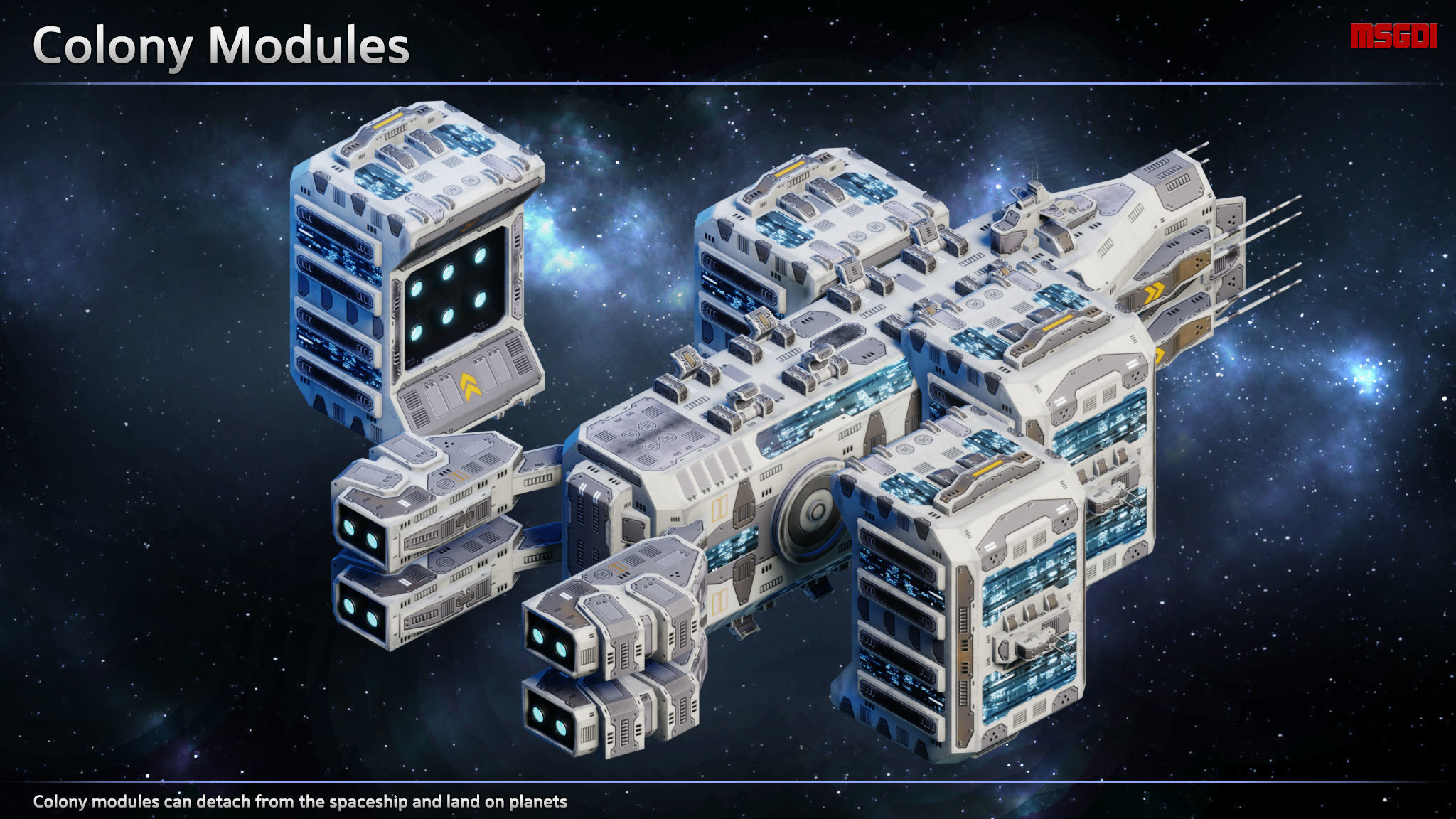 Spaceship Colonization Ship Low-poly 3D model_2