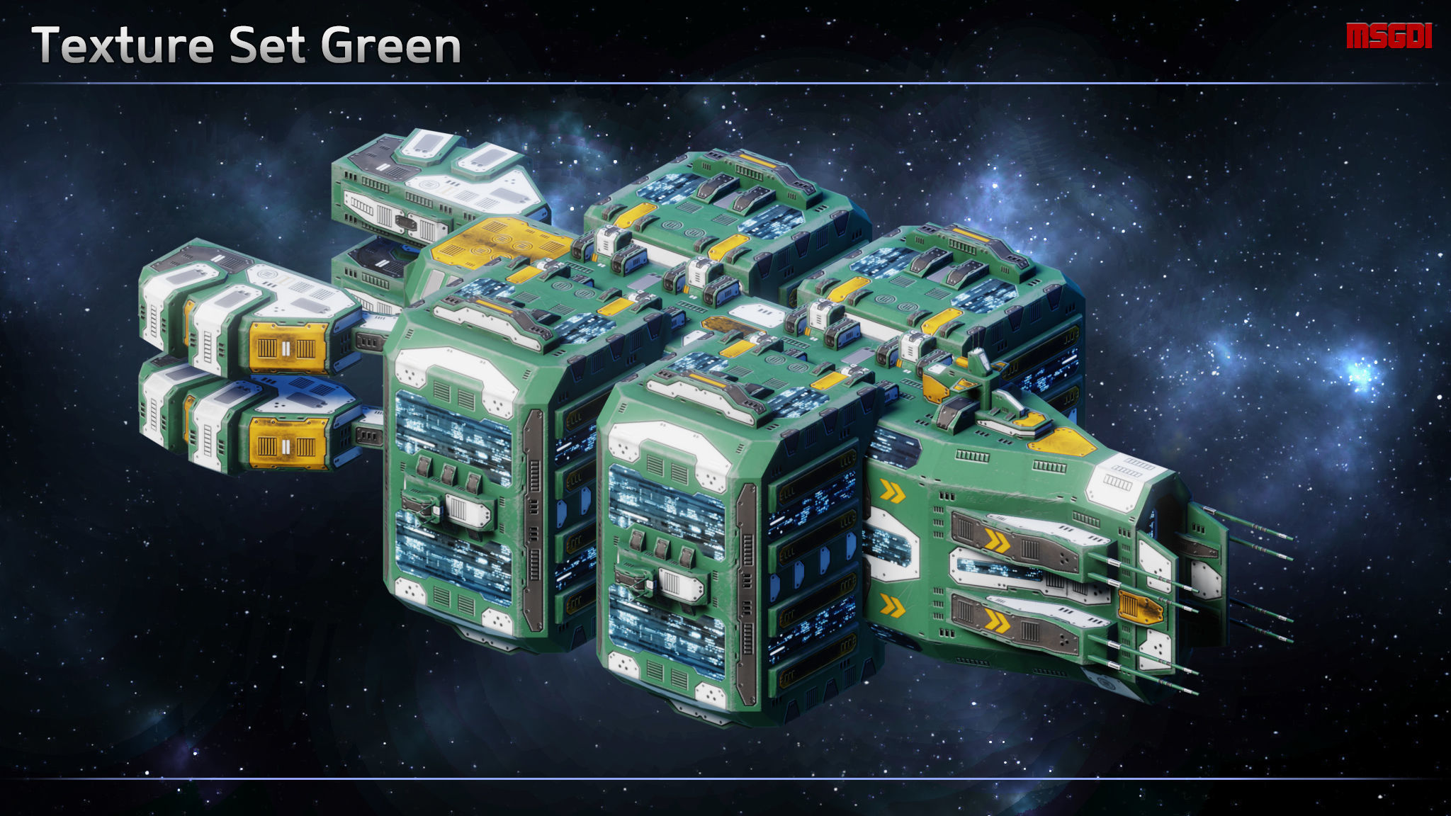 Spaceship Colonization Ship Low-poly 3D model_4