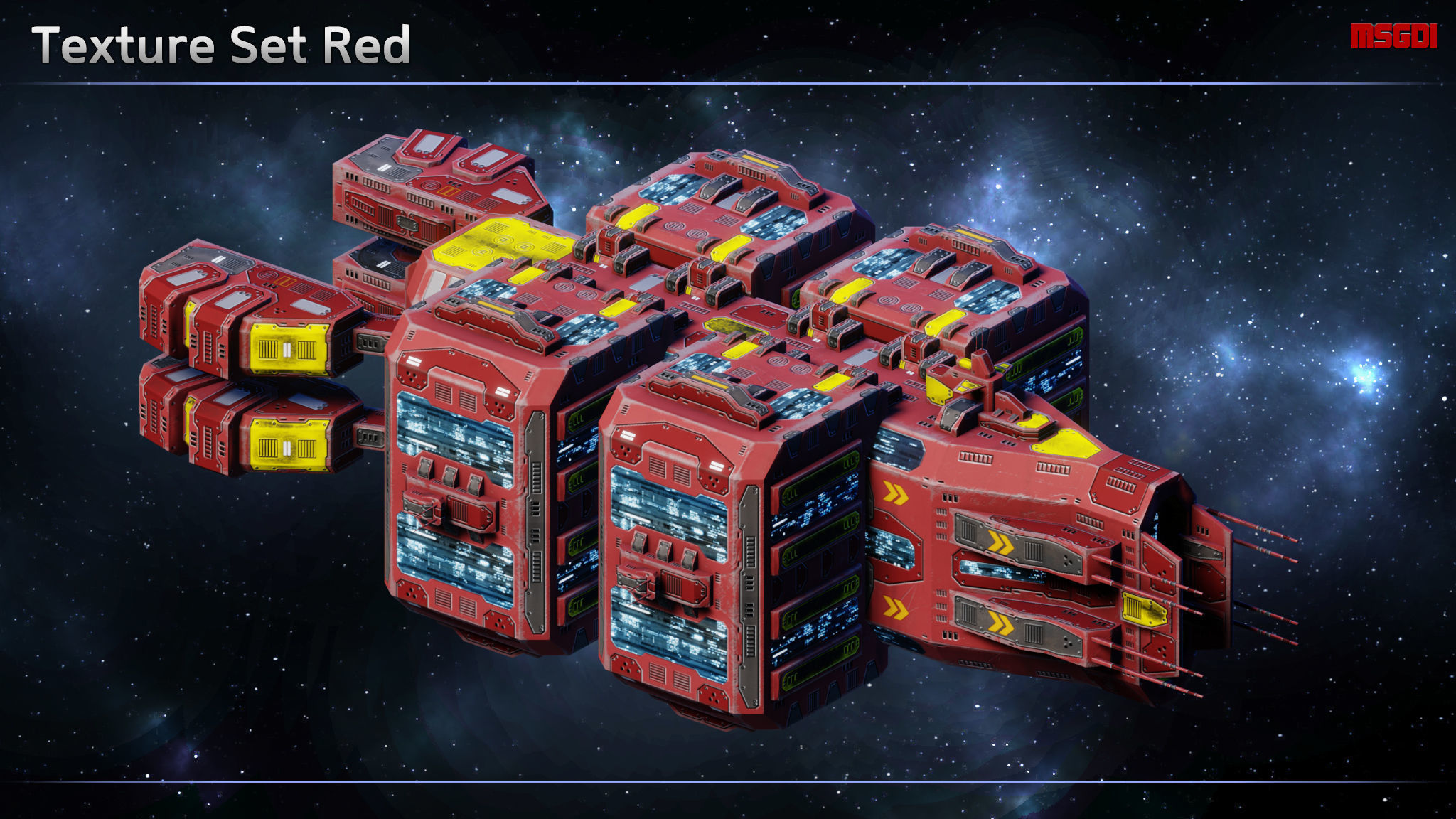 Spaceship Colonization Ship Low-poly 3D model_6