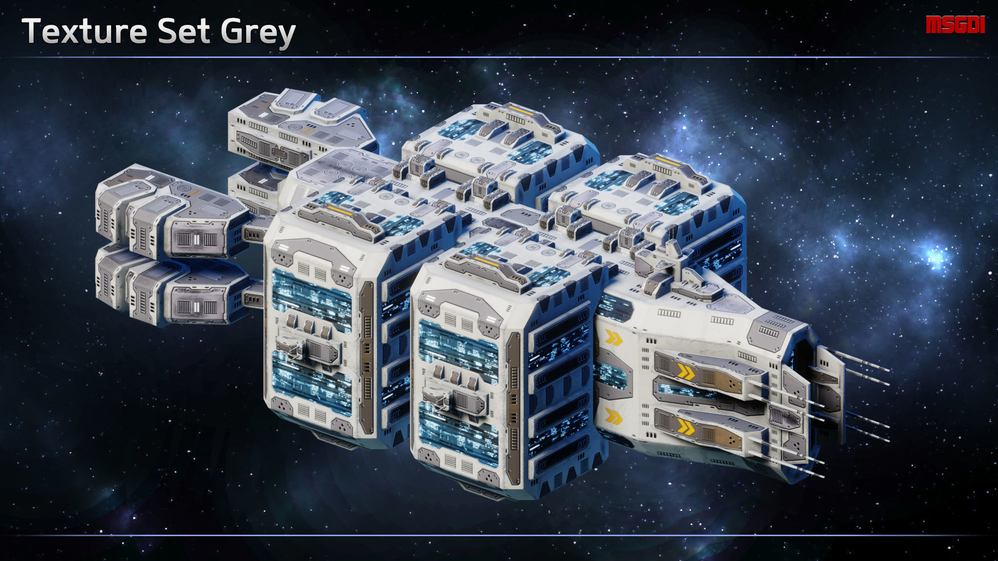 Spaceship Colonization Ship Low-poly 3D model_5