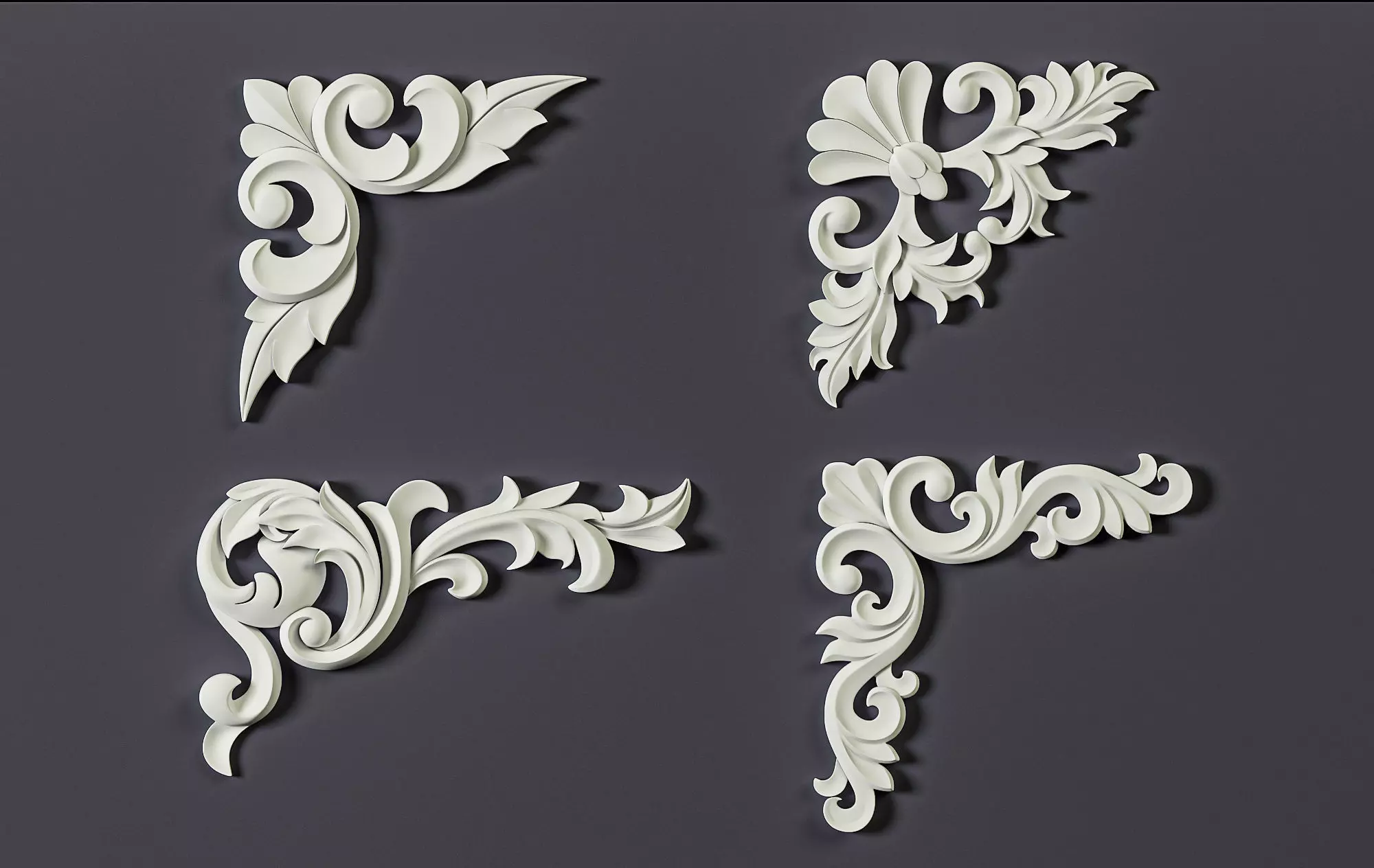 4 Free Corner 3D Models with their Ornament Brushes and Alphas Free 3D model_0