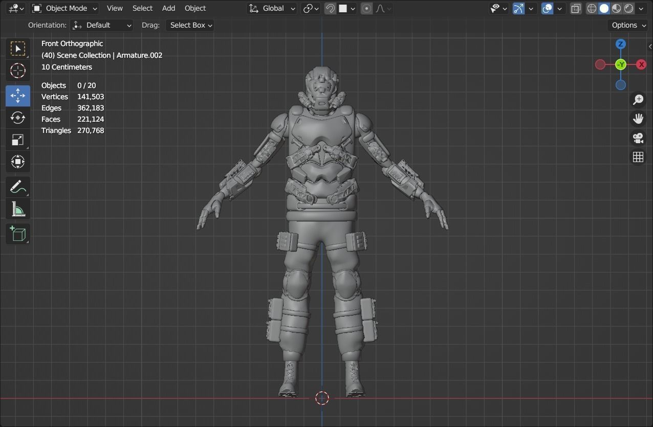 Scifi robot space guard Low-poly 3D model_11