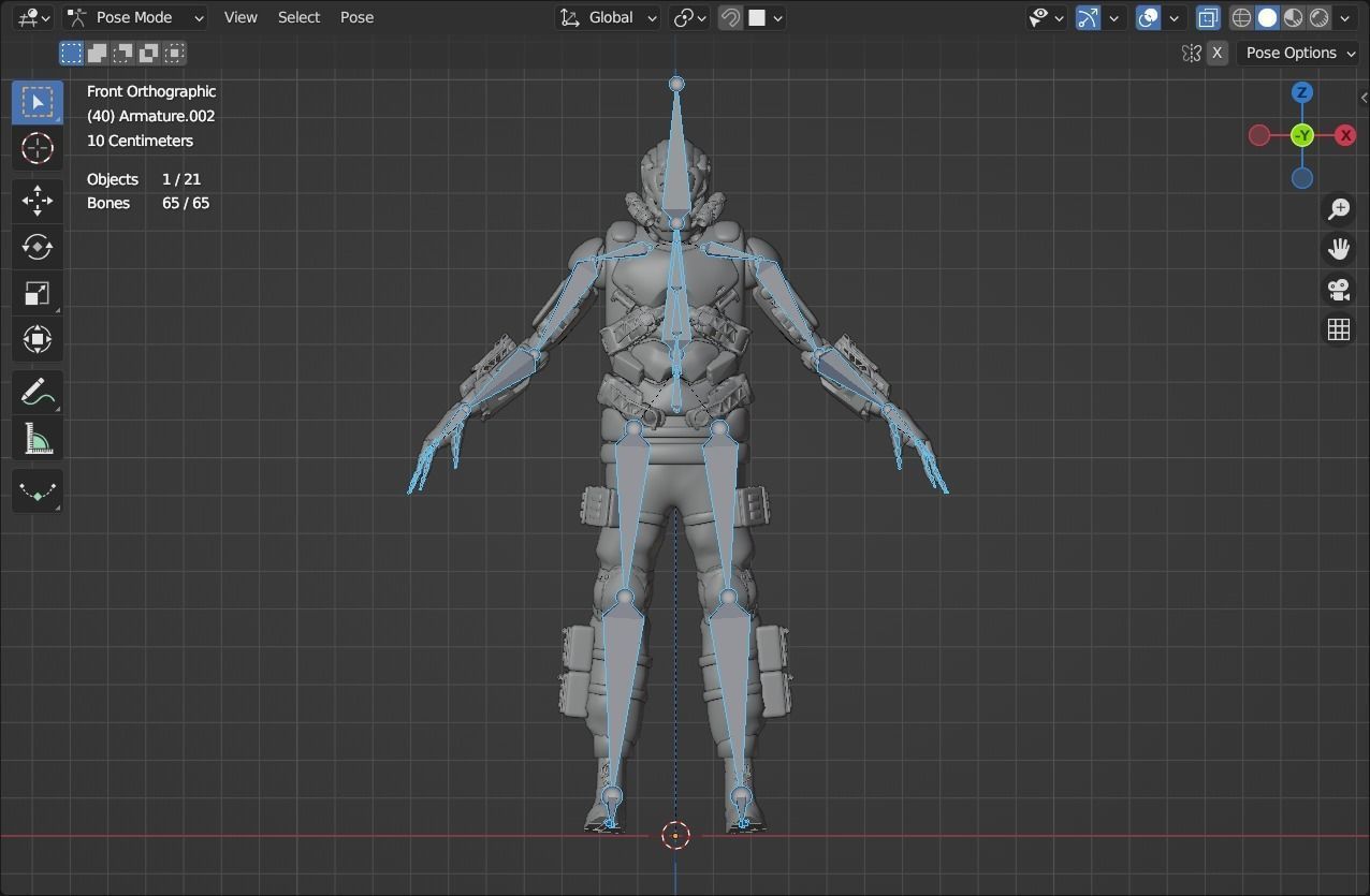 Scifi robot space guard Low-poly 3D model_10