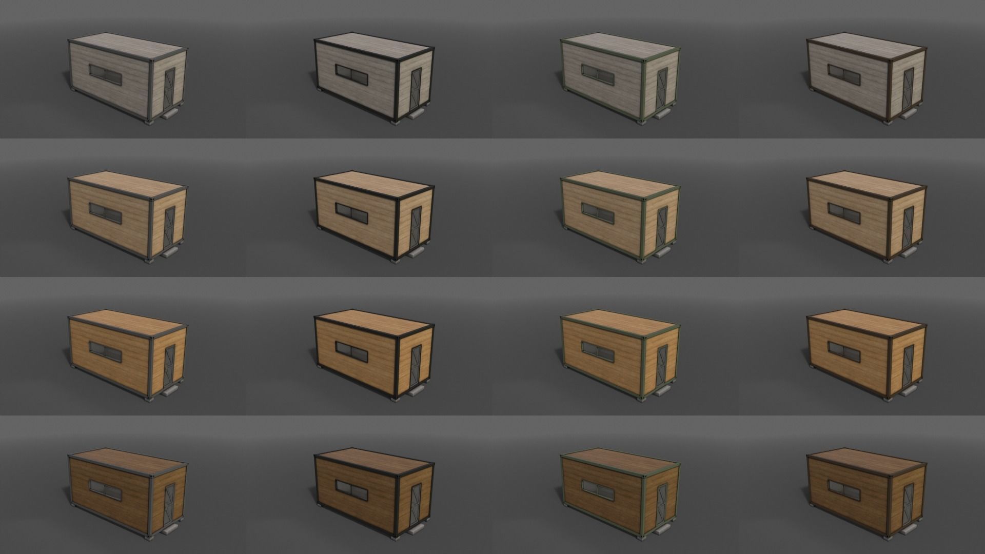 PBR Container House AC 20ft V2 Low-poly 3D model_2