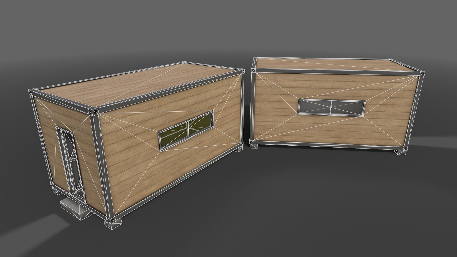 PBR Container House AC 20ft V2 Low-poly 3D model_9