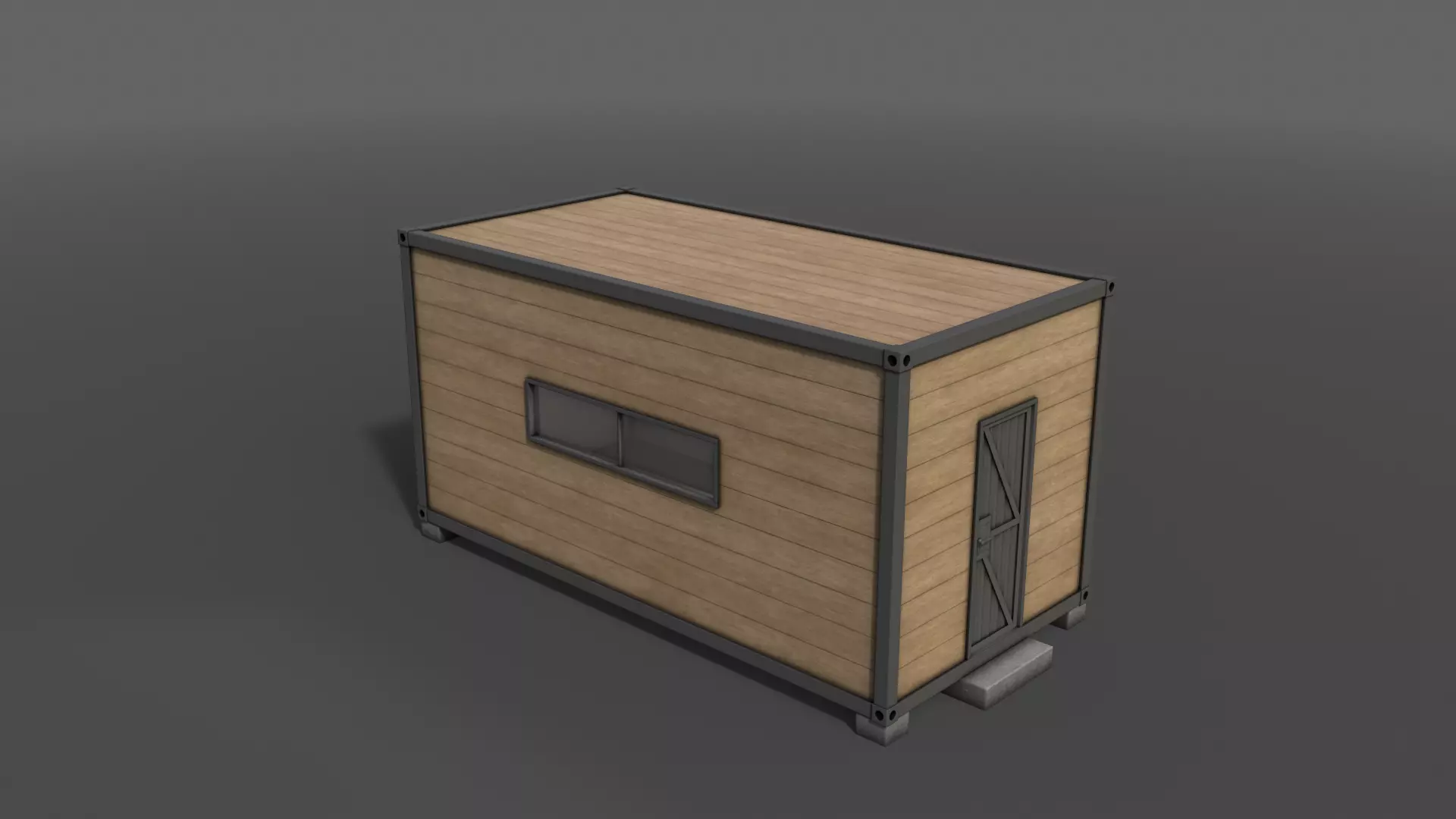 PBR Container House AC 20ft V2 Low-poly 3D model_0