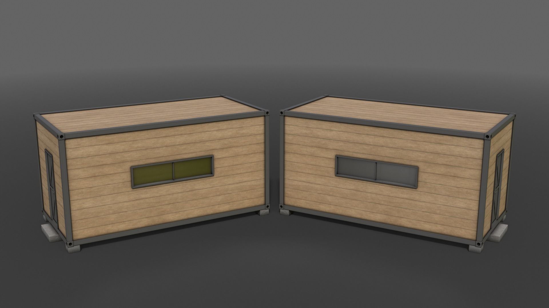 PBR Container House AC 20ft V2 Low-poly 3D model_4