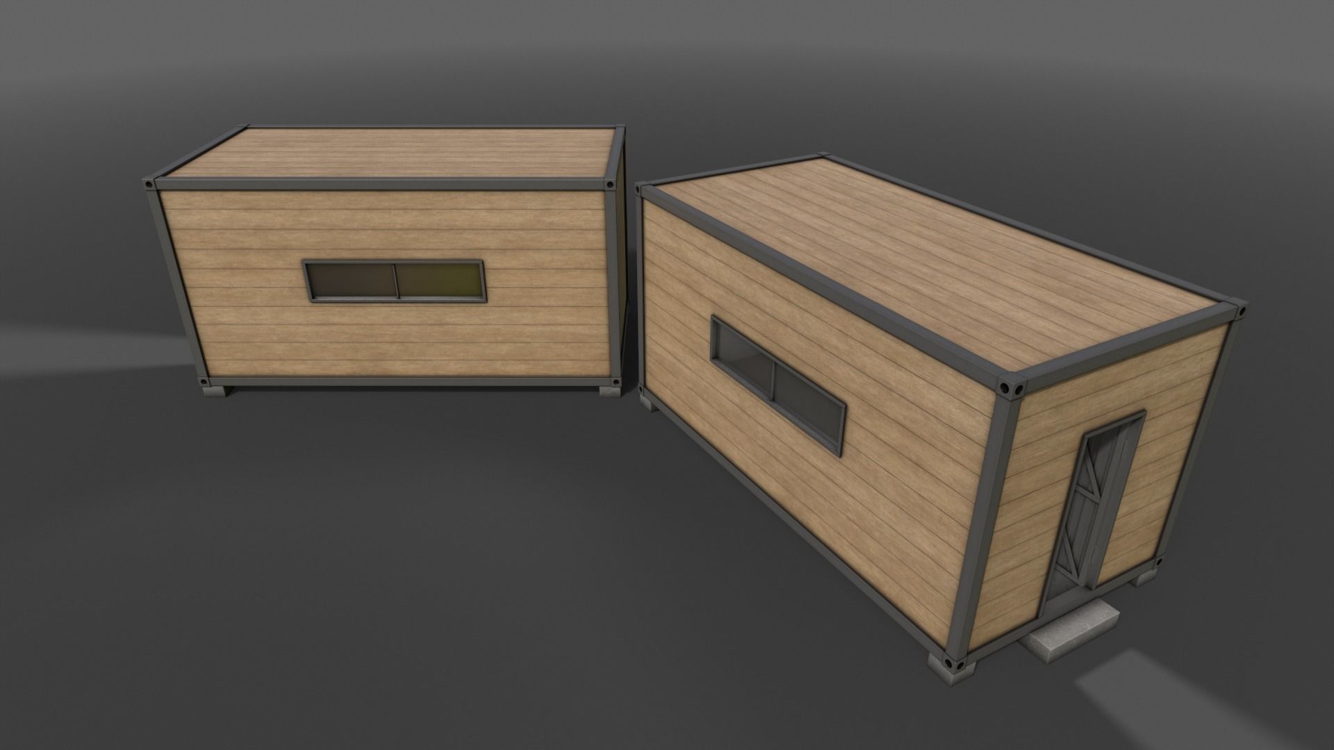 PBR Container House AC 20ft V2 Low-poly 3D model_11