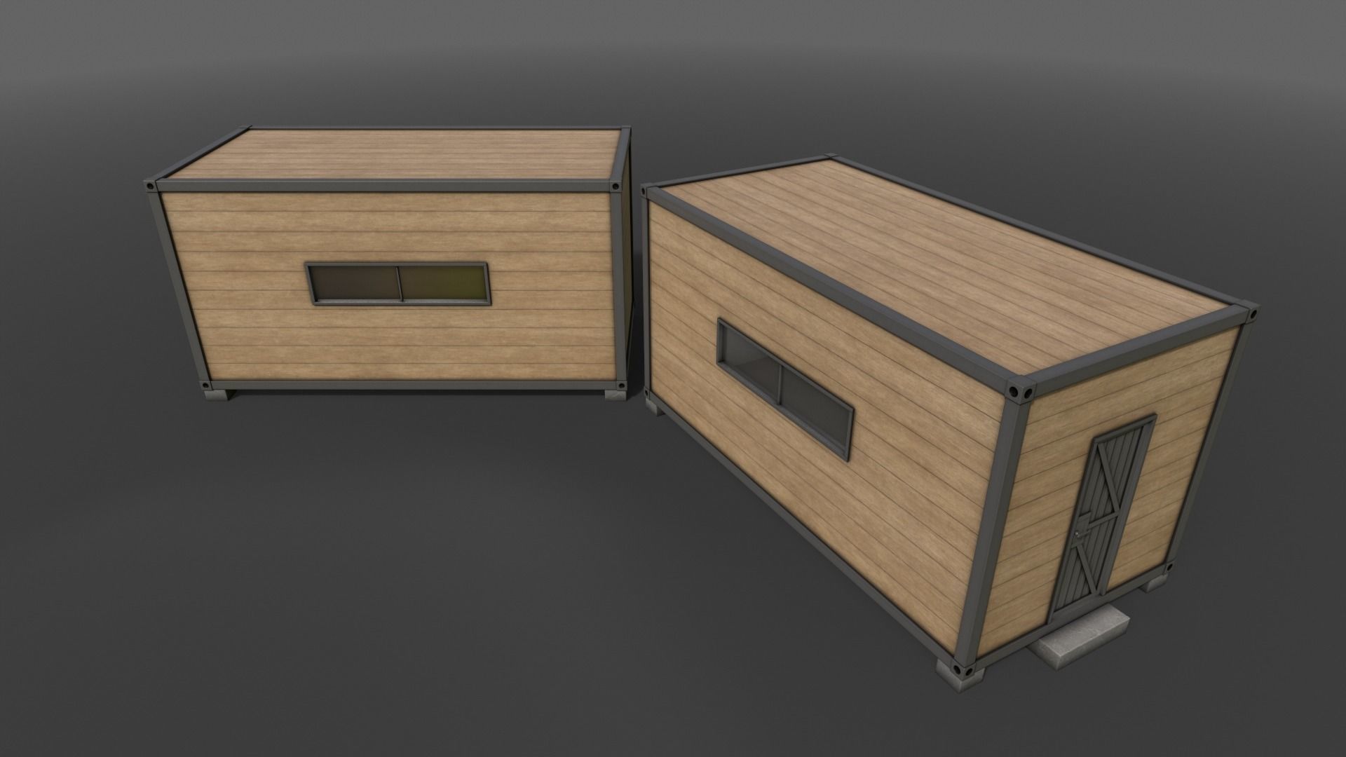 PBR Container House AC 20ft V2 Low-poly 3D model_10