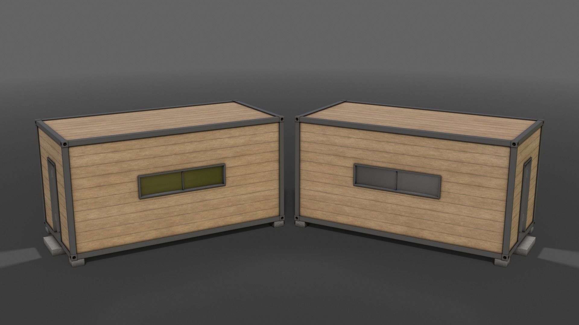 PBR Container House AC 20ft V2 Low-poly 3D model_5