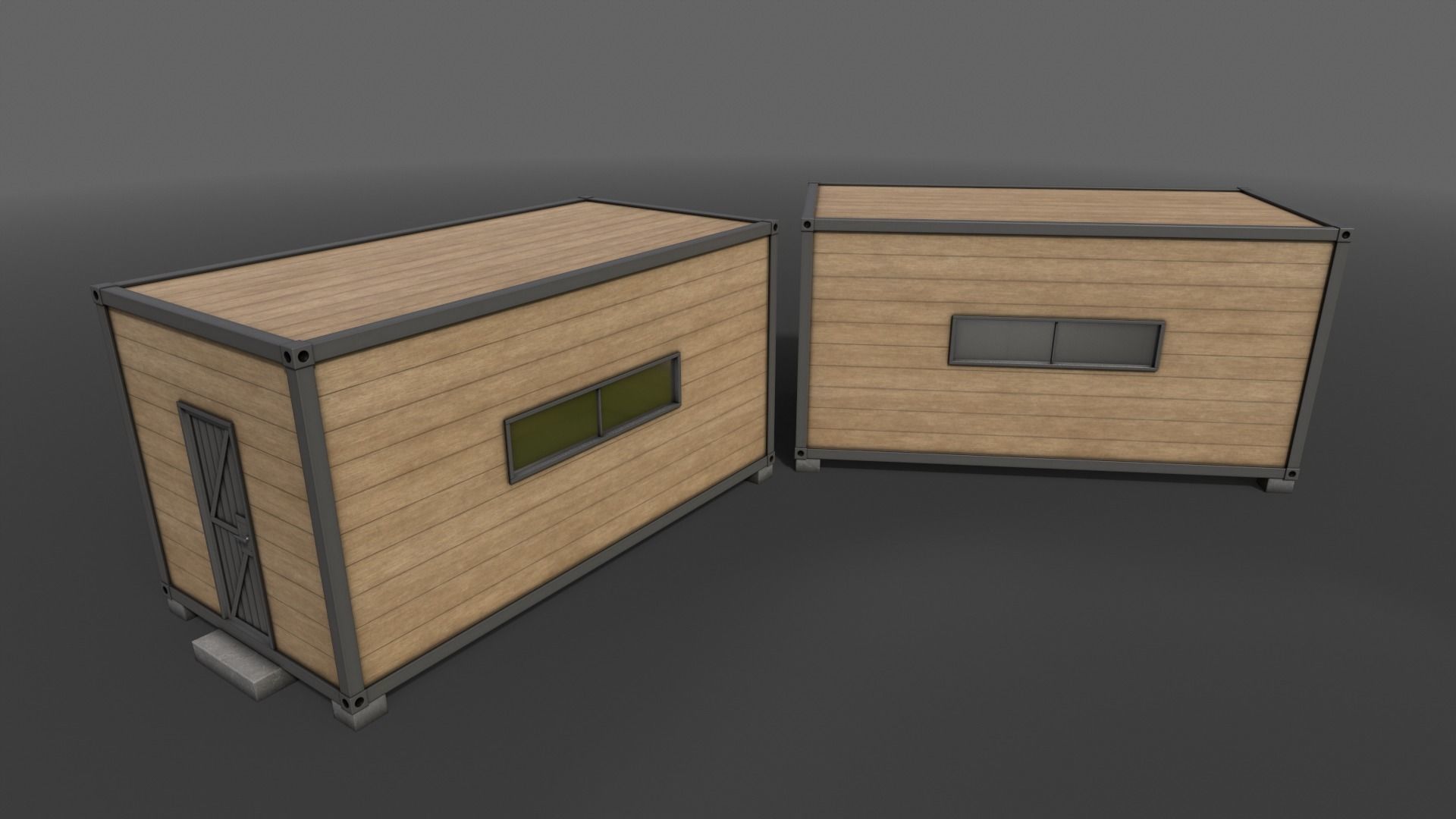 PBR Container House AC 20ft V2 Low-poly 3D model_7