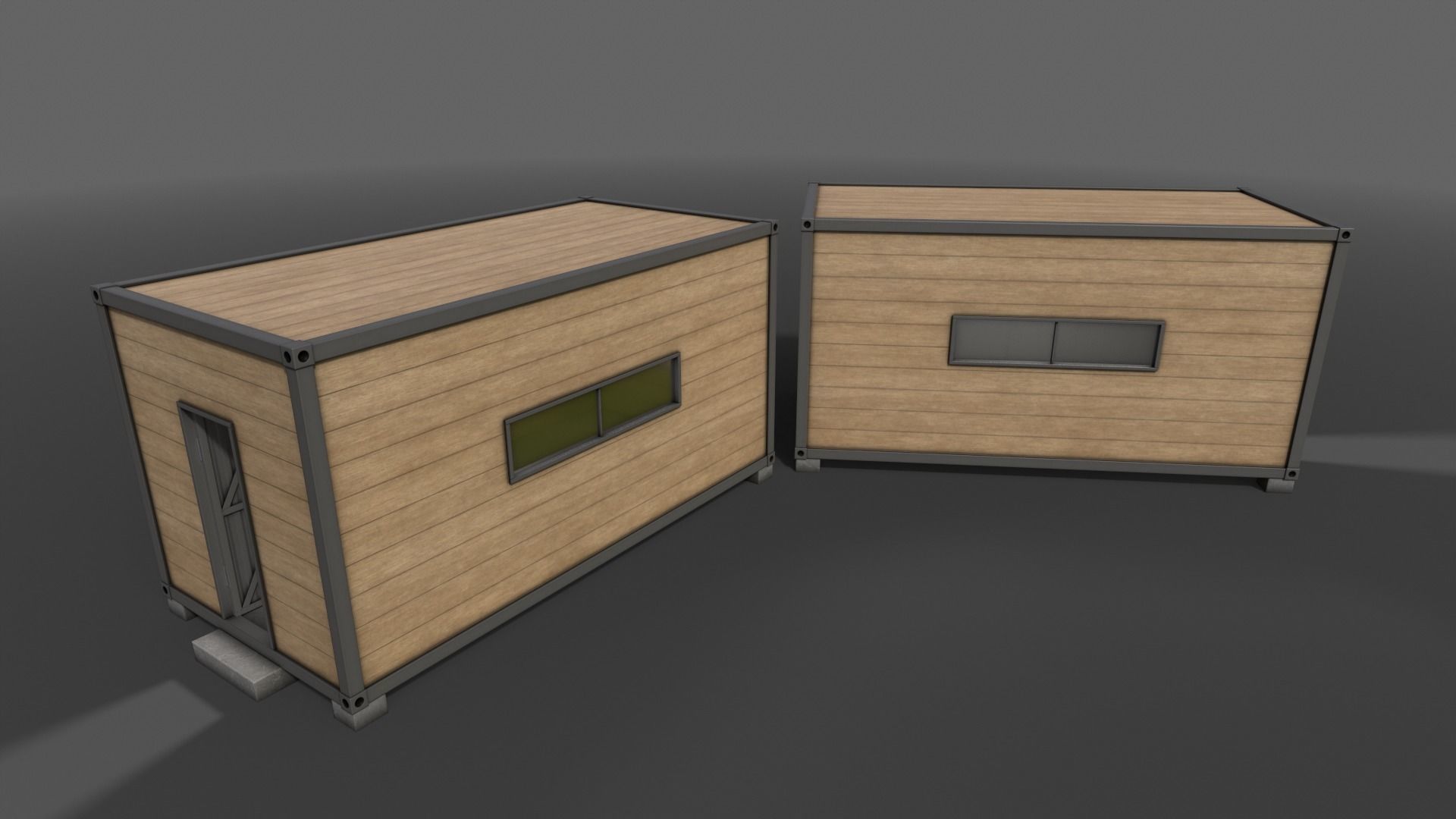 PBR Container House AC 20ft V2 Low-poly 3D model_8