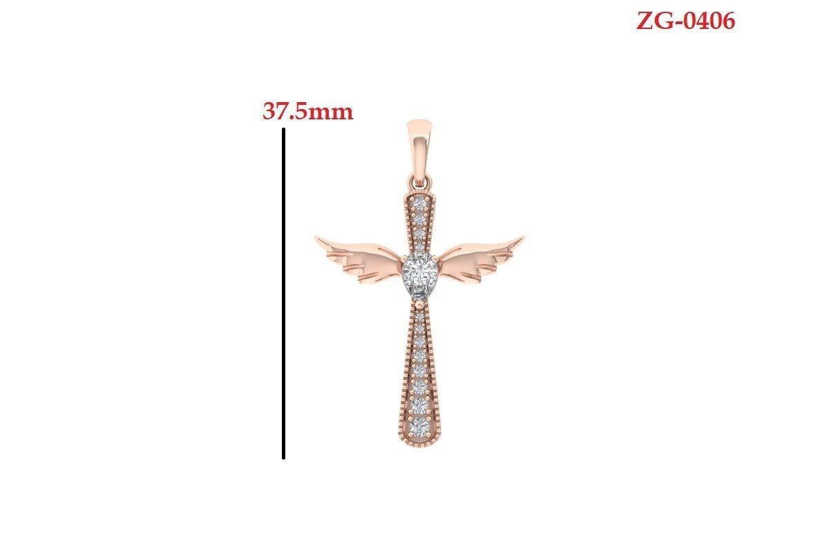 Angel cross Pandent 3D print model_4