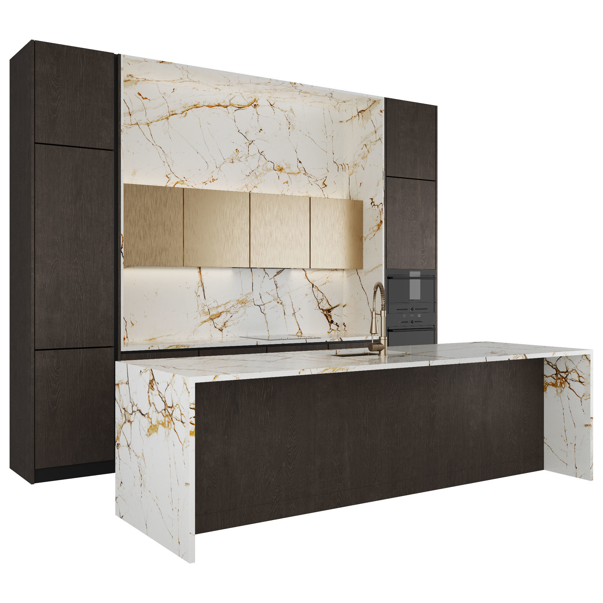 Modern kitchen with island 3D model_3