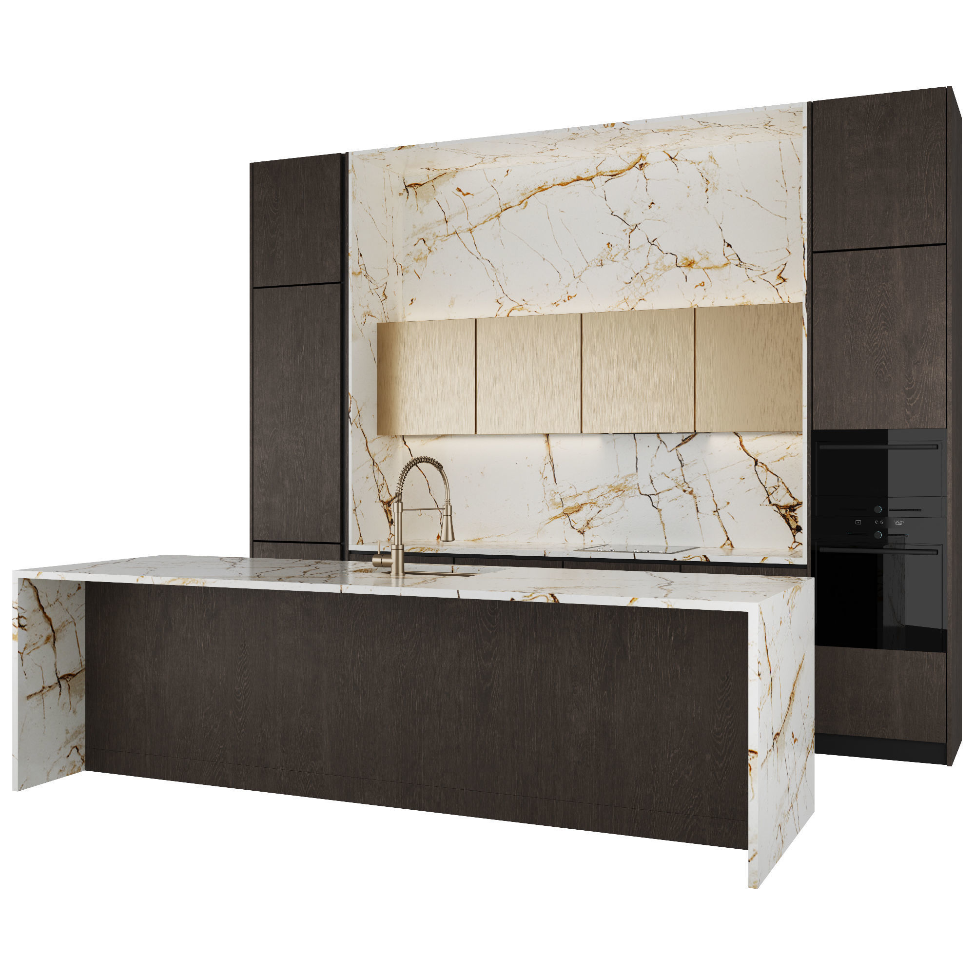 Modern kitchen with island 3D model_2