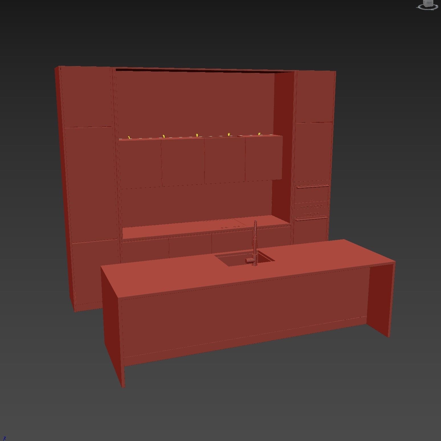 Modern kitchen with island 3D model_8