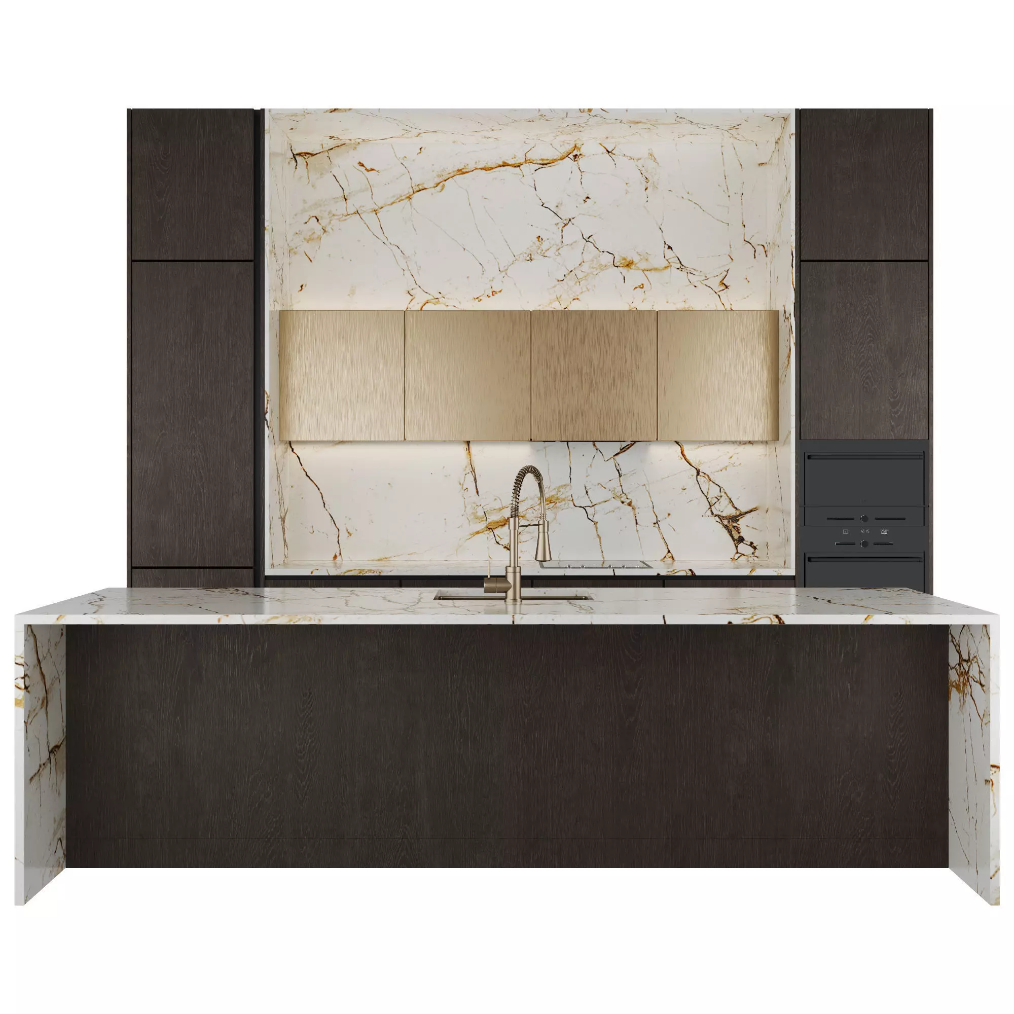 Modern kitchen with island 3D model_0