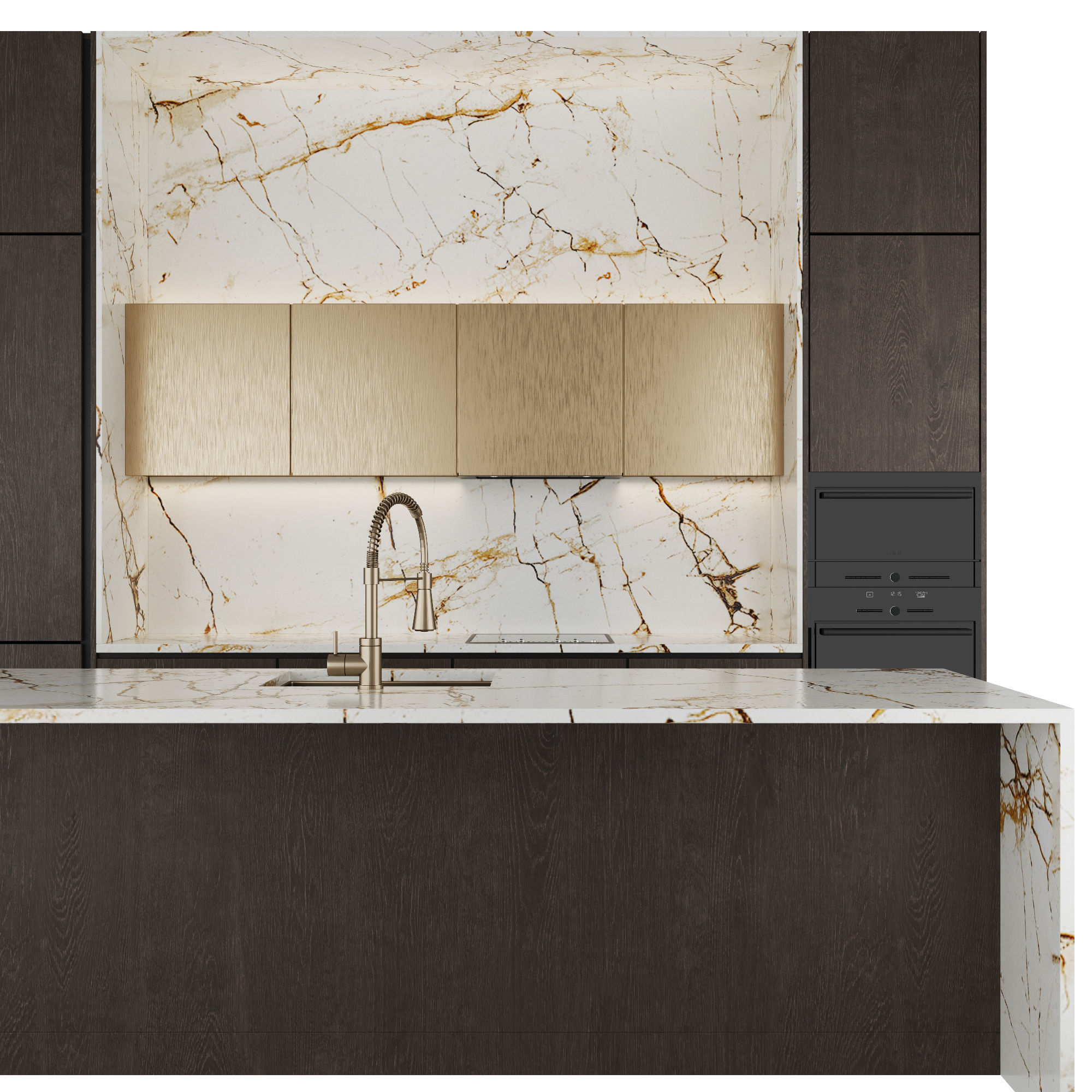 Modern kitchen with island 3D model_5