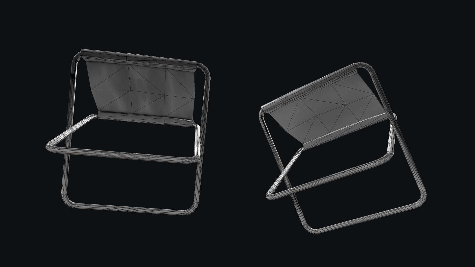 Camping Chair  small Low-poly 3D model_7