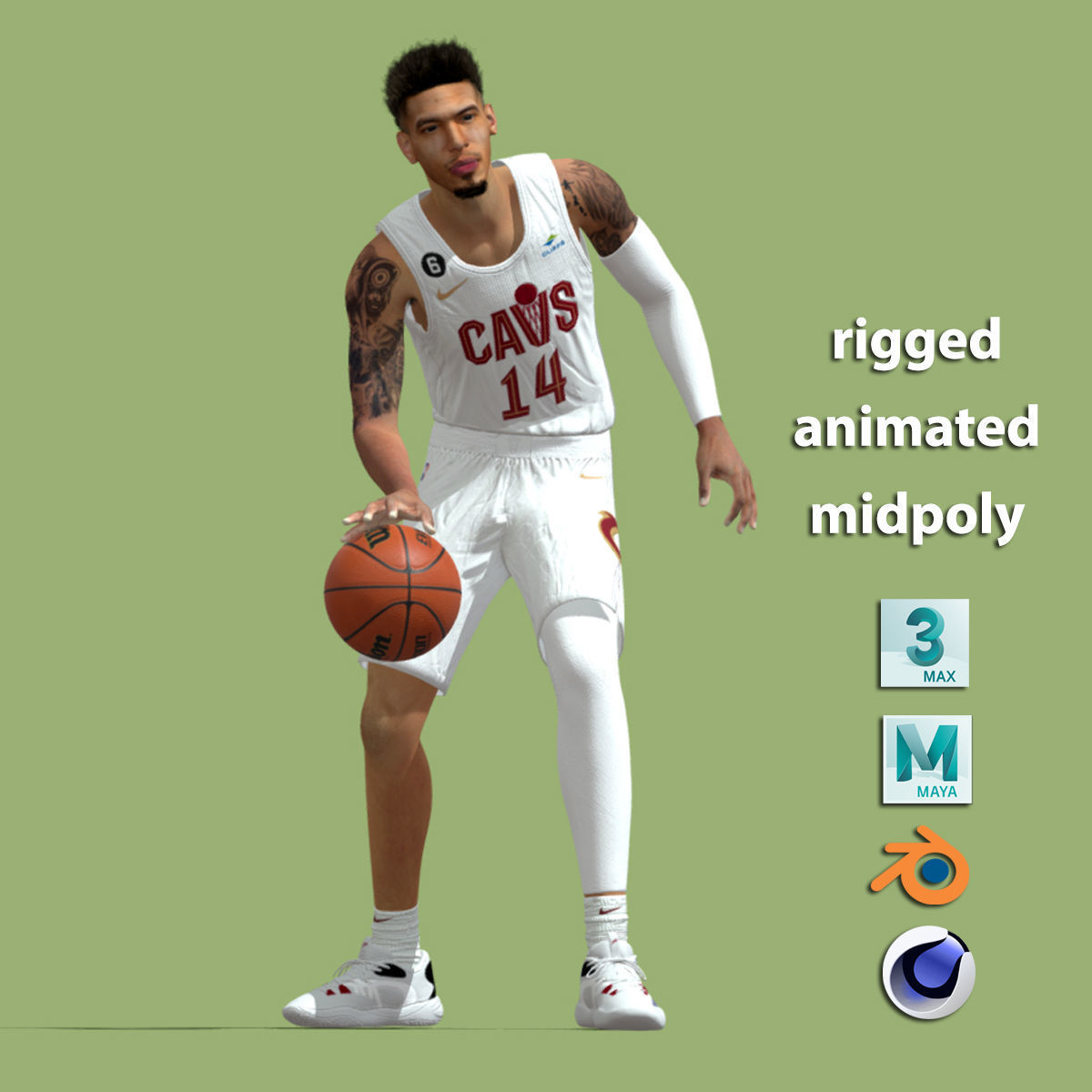 3D Rigged Danny Green Cleveland Cavaliers NBA 3D model_3