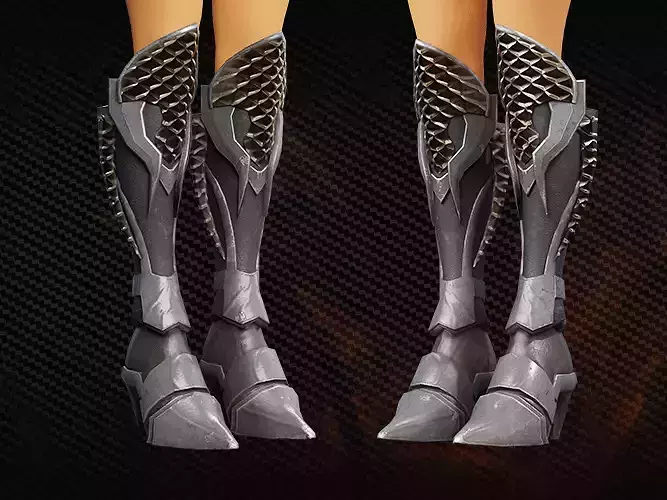 Medieval Leg Warrior Silver armor female for game