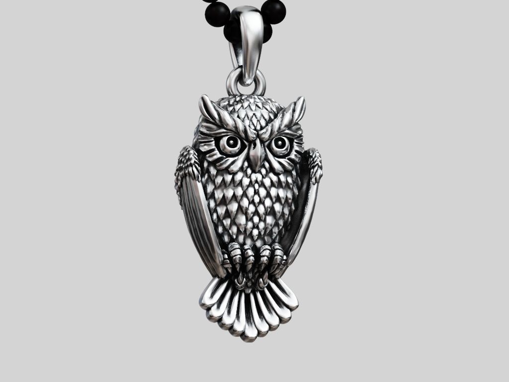 Pendant Owl bird 3D print model_7