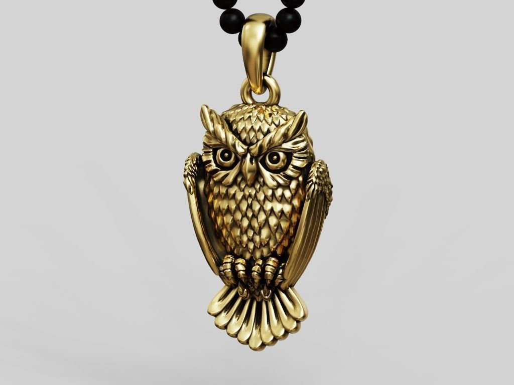 Pendant Owl bird 3D print model_9
