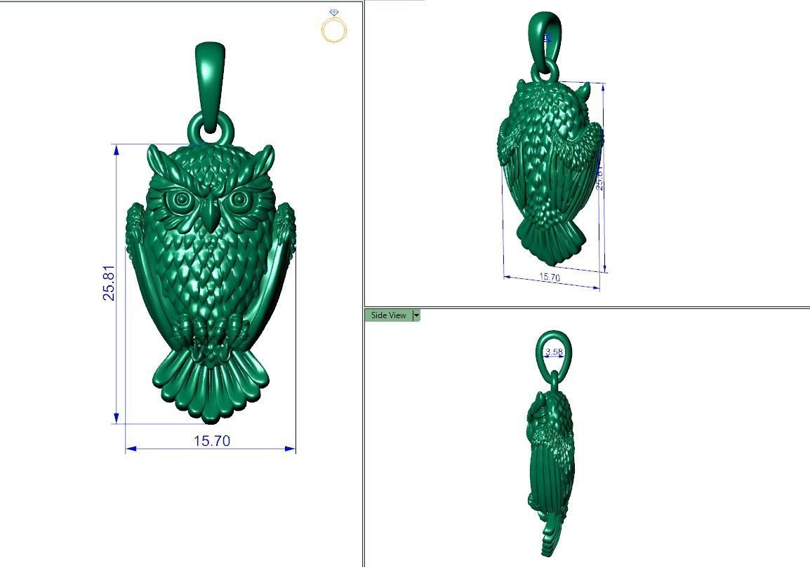Pendant Owl bird 3D print model_12