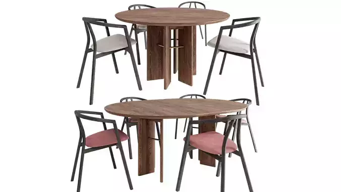 Velvet round dining table and Metro dining chair