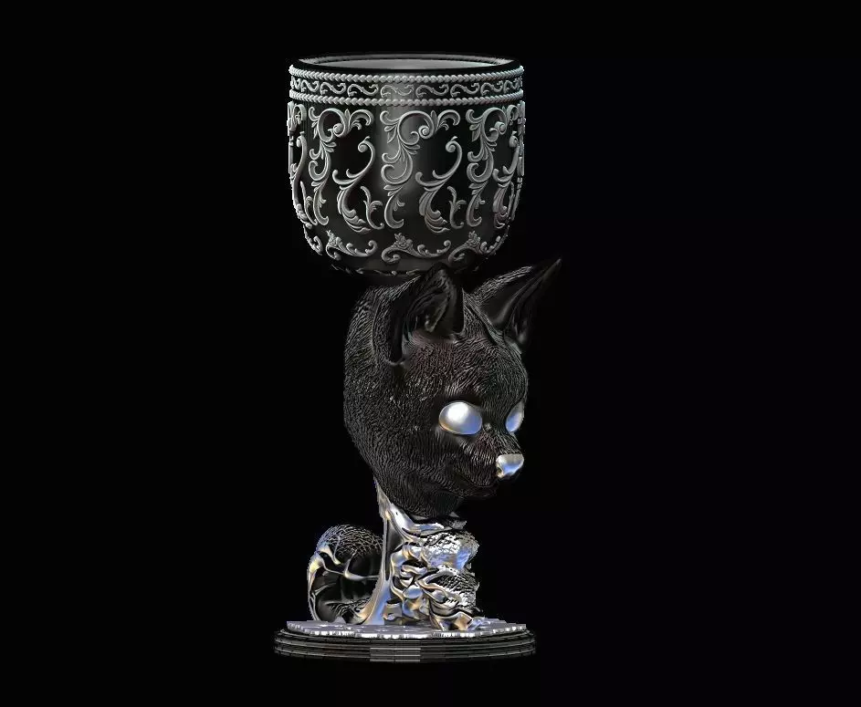 Deluxe Ornamental Cat Goblet Chalice 3D print model