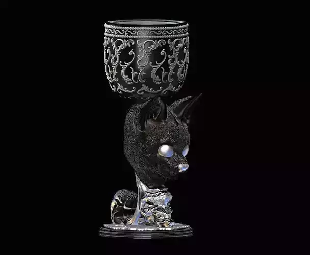 Deluxe Ornamental Cat Goblet Chalice 3D print model