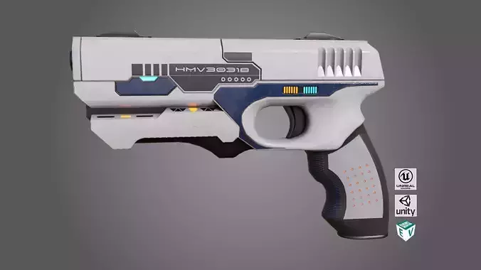Sci-Fi Pistol White 01 All PBR Unity UE Textures Included