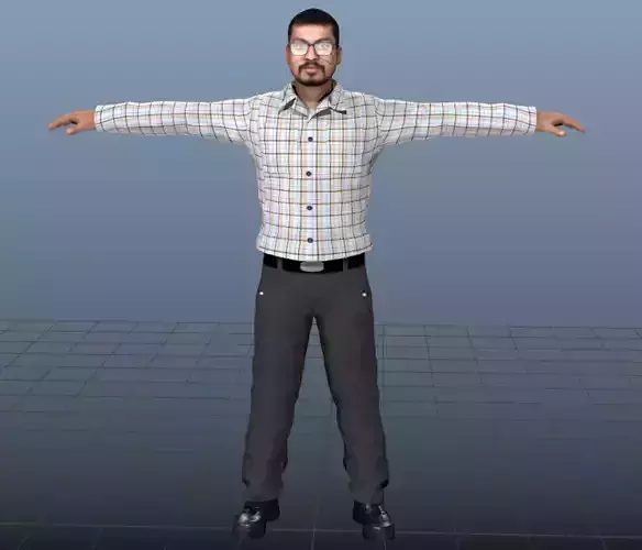 INDIAN MALE LO-POLY CHARACTER IN SHIRT PANT 1