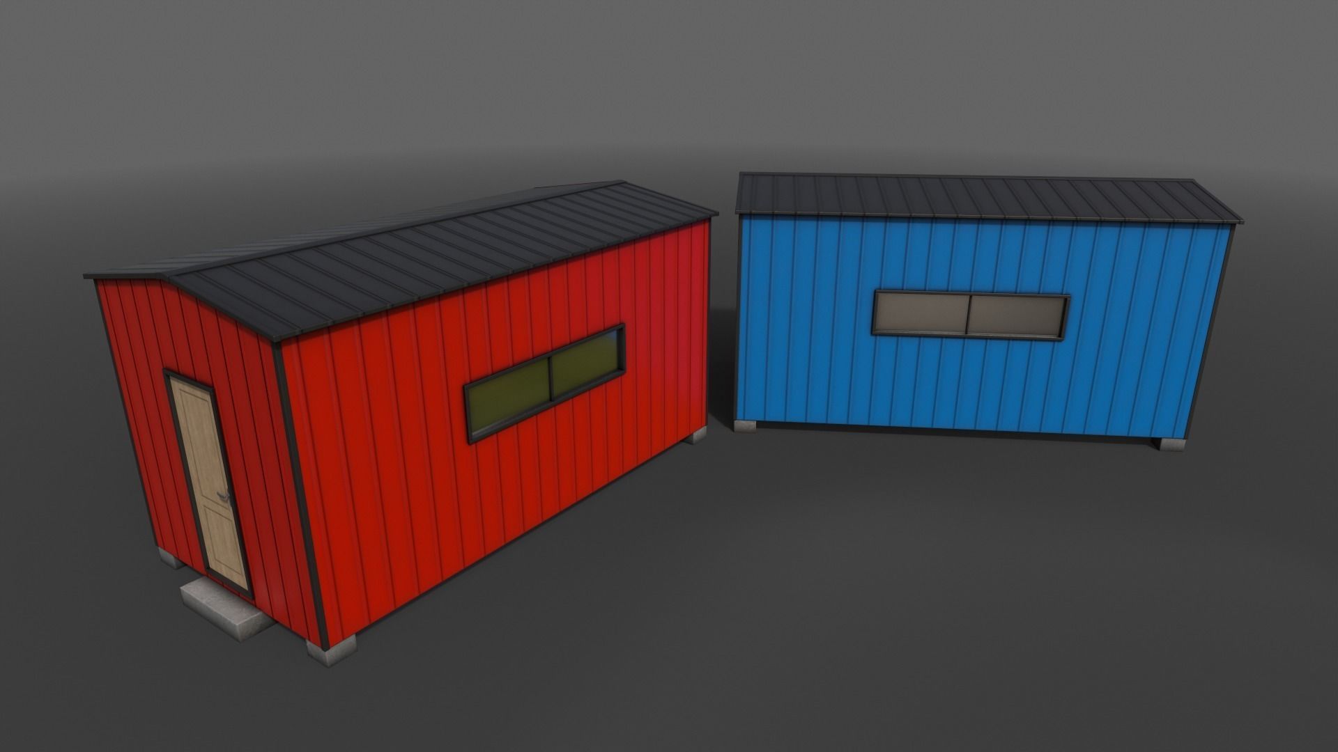 PBR Shed House B 20ft V2 Low-poly 3D model_7