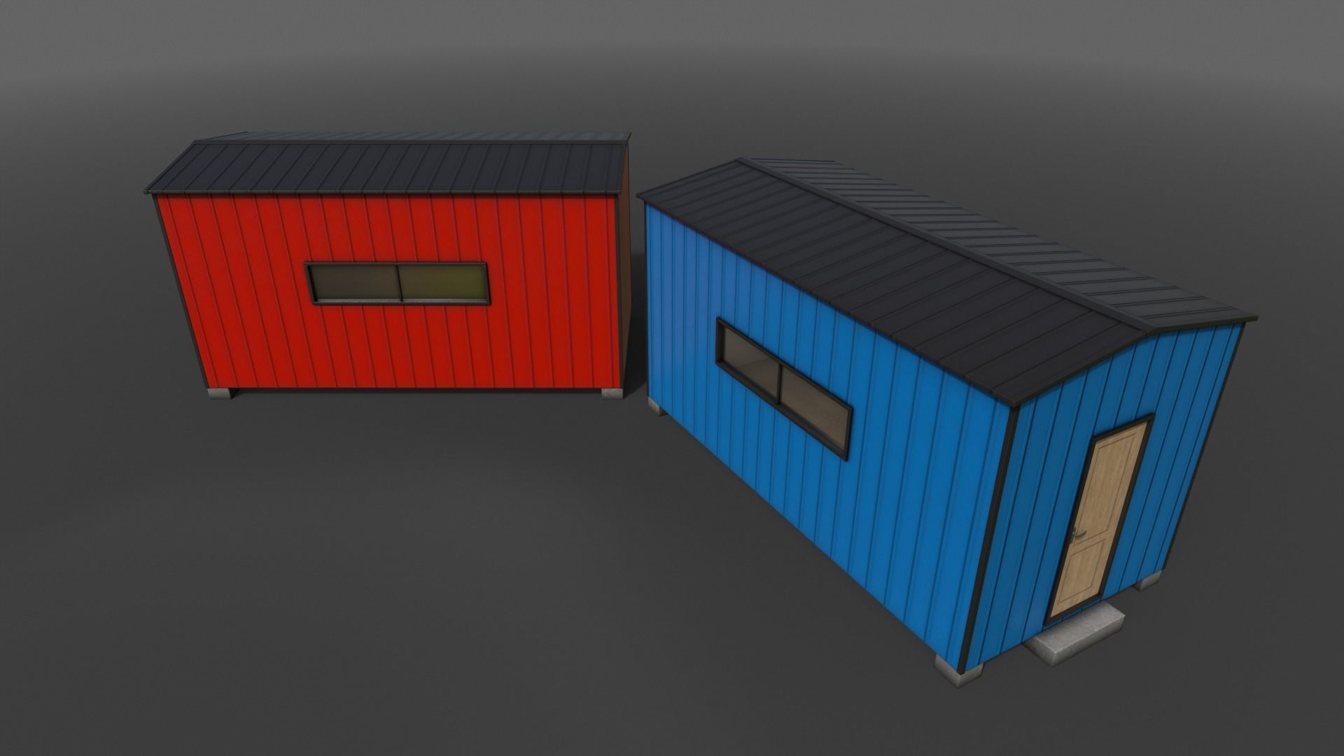 PBR Shed House B 20ft V2 Low-poly 3D model_10