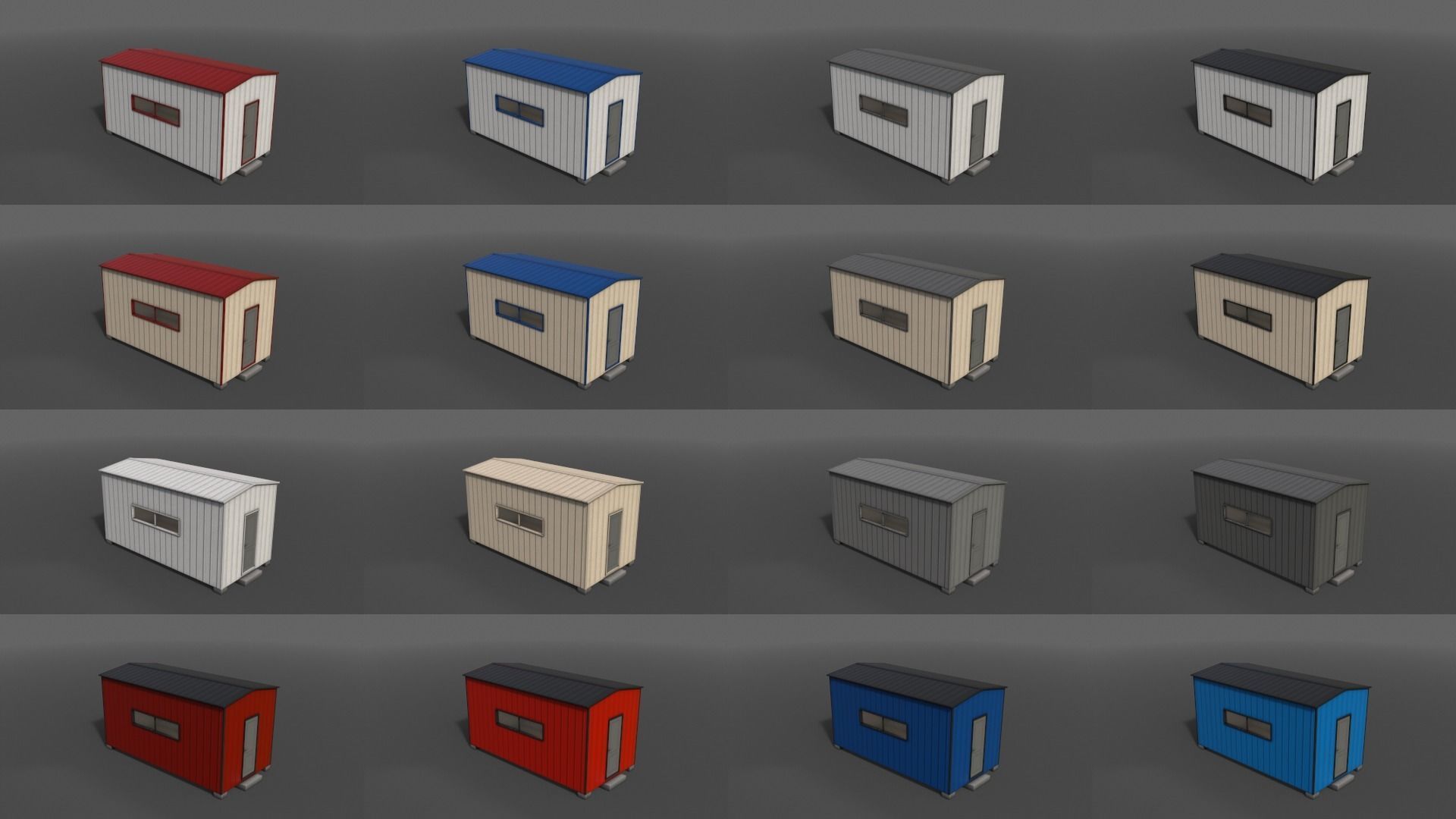 PBR Shed House B 20ft V2 Low-poly 3D model_2